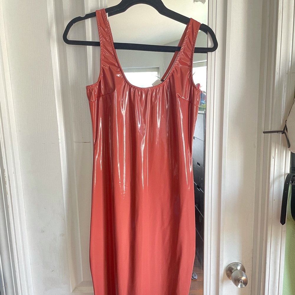 Faux latex nude pink dress